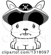 Animal Lineart Clipart Of A Cartoon Black And White Cute Mad Rabbit Pirate Captain Royalty Free Outline Vector Illustration