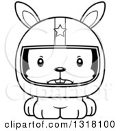 Poster, Art Print Of Cartoon Black And White Cute Mad Rabbit Race Car Driver