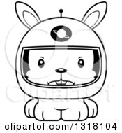 Poster, Art Print Of Cartoon Black And White Cute Mad Rabbit Astronaut