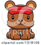 Cartoon Cute Happy Bear Cub Lifeguard