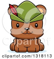 Cartoon Cute Happy Bear Cub Robin Hood