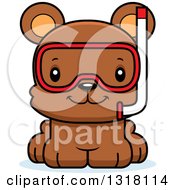 Poster, Art Print Of Cartoon Cute Happy Bear Cub Wearing Snorkel Gear
