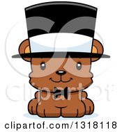 Poster, Art Print Of Cartoon Cute Happy Bear Cub Gentleman Wearing A Top Hat