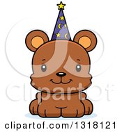 Animal Clipart Of A Cartoon Cute Happy Bear Cub Wizard Royalty Free Vector Illustration