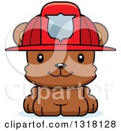 Poster, Art Print Of Cartoon Cute Happy Bear Cub Fire Fighter