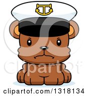 Animal Clipart Of A Cartoon Cute Mad Bear Cub Captain Royalty Free Vector Illustration