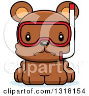 Poster, Art Print Of Cartoon Cute Mad Bear Cub Wearing Snorkel Gear