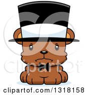 Animal Clipart Of A Cartoon Cute Mad Bear Cub Gentleman Wearing A Top Hat Royalty Free Vector Illustration