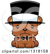 Poster, Art Print Of Cartoon Cute Mad Bear Cub Gentleman Wearing A Top Hat