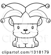 Poster, Art Print Of Cartoon Black And White Cute Happy Bear Cub Jester