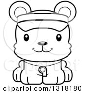 Cartoon Black And White Cute Happy Bear Cub Lifeguard
