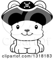 Poster, Art Print Of Cartoon Black And White Cute Happy Bear Cub Pirate