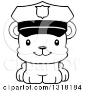 Poster, Art Print Of Cartoon Black And White Cute Happy Bear Cub Police Officer