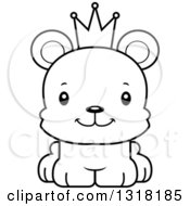 Poster, Art Print Of Cartoon Black And White Cute Happy Bear Cub Prince