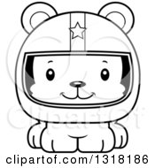 Poster, Art Print Of Cartoon Black And White Cute Happy Bear Cub Car Racer