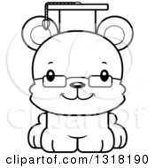 Poster, Art Print Of Cartoon Black And White Cute Happy Bear Cub Professor