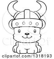 Poster, Art Print Of Cartoon Black And White Cute Happy Bear Cub Viking