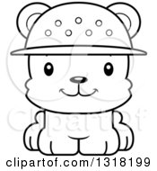 Cartoon Black And White Cute Happy Bear Cub Zookeeper
