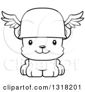 Cartoon Black And White Cute Happy Bear Cub Hermes
