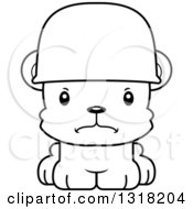 Poster, Art Print Of Cartoon Black And White Cute Mad Army Soldier Bear Cub Wearing A Helmet