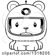 Poster, Art Print Of Cartoon Black And White Cute Mad Bear Cub Astronaut