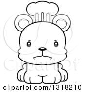 Poster, Art Print Of Cartoon Black And White Cute Mad Bear Cub Chef