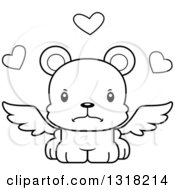 Poster, Art Print Of Cartoon Black And White Cute Mad Bear Cub Cupid