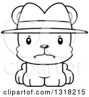 Poster, Art Print Of Cartoon Black And White Cute Mad Bear Cub Detective