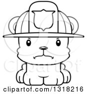 Poster, Art Print Of Cartoon Black And White Cute Mad Bear Cub Fire Fighter