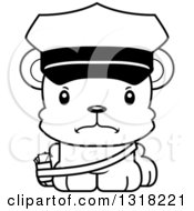 Poster, Art Print Of Cartoon Black And White Cute Mad Bear Cub Mail Man