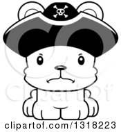 Poster, Art Print Of Cartoon Black And White Cute Mad Bear Cub Pirate