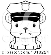 Poster, Art Print Of Cartoon Black And White Cute Mad Bear Cub Police Officer