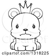Poster, Art Print Of Cartoon Black And White Cute Mad Bear Cub Prince