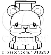 Poster, Art Print Of Cartoon Black And White Cute Mad Bear Cub Professor