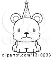 Poster, Art Print Of Cartoon Black And White Cute Mad Bear Cub Wizard