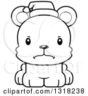 Cartoon Black And White Cute Mad Christmas Bear Cub
