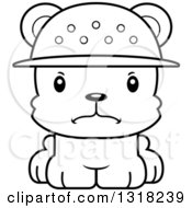 Cartoon Black And White Cute Mad Bear Cub Zookeeper