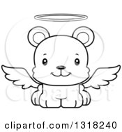 Poster, Art Print Of Cartoon Black And White Cute Happy Angel Bear Cub