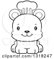 Poster, Art Print Of Cartoon Black And White Cute Happy Bear Cub Chef