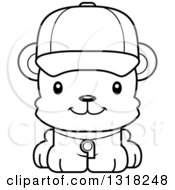 Poster, Art Print Of Cartoon Black And White Cute Happy Bear Cub Coach