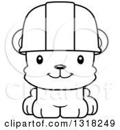 Poster, Art Print Of Cartoon Black And White Cute Happy Bear Cub Construction Worker