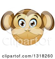 Poster, Art Print Of Cartoon Happy Monkey Face Emoticon