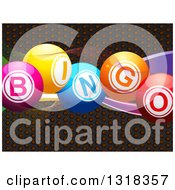 3d Colorful Bingo Text Balls Over Perforated Metal And Mesh Waves
