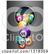 3d Colorful Bingo Balls Falling From A Hole Over Metal