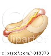 Cartoon Hot Dog With A Strip Of Mustard