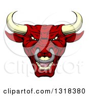 Clipart Of A Roaring Mad Red Bull Mascot Head Royalty Free Vector Illustration