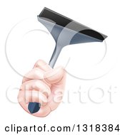 Clipart Of A Cartoon Caucasian Hand Holding A Squeegee Royalty Free Vector Illustration