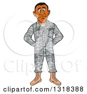 Cartoon Black Male Private Army Soldier