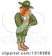 Cartoon Black Male Army Sergeant With Folded Arms Looking Stern