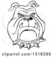 Poster, Art Print Of Cartoon Black And White Angry Bulldog Face With A Spiked Collar